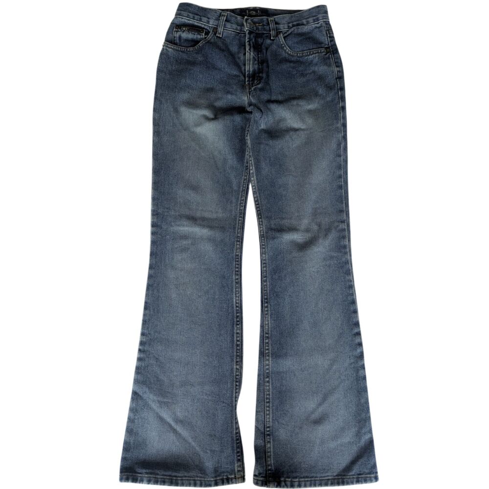 Vintage Y2K LEI Jeans Juniors Size 5 Medium Wash Low Rise Flare Bell Bottom